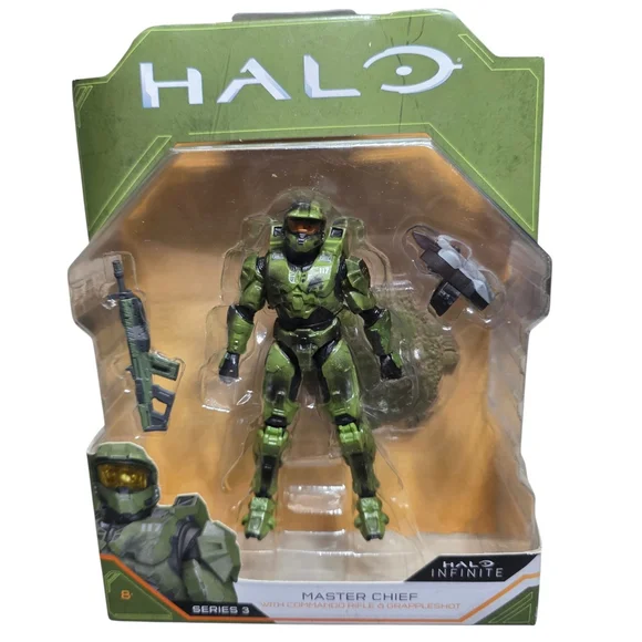 Halo Infinite Master Chief Series 3 Figure w/ Commando Rifle Grappleshot Sealed - Picture 1 of 5